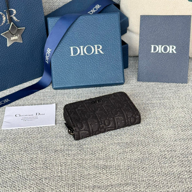 ZIPPED MINI WALLET 10 IN BLACK MONOGRAM OBLIQUE JACQUARD