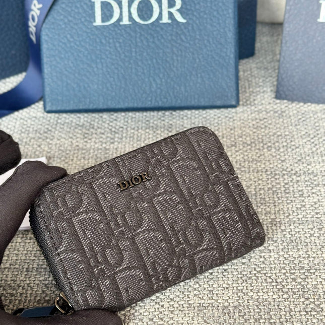 ZIPPED MINI WALLET 10 IN BLACK MONOGRAM OBLIQUE JACQUARD
