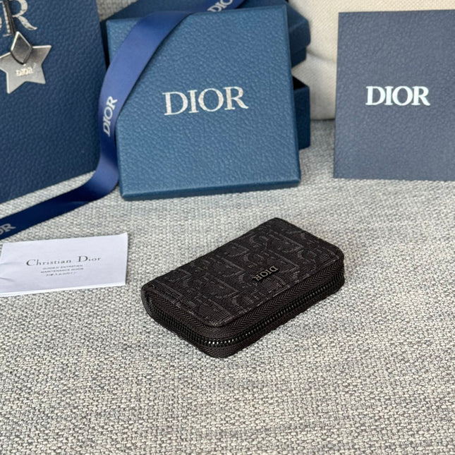 ZIPPED MINI WALLET 10 IN BLACK MONOGRAM OBLIQUE JACQUARD