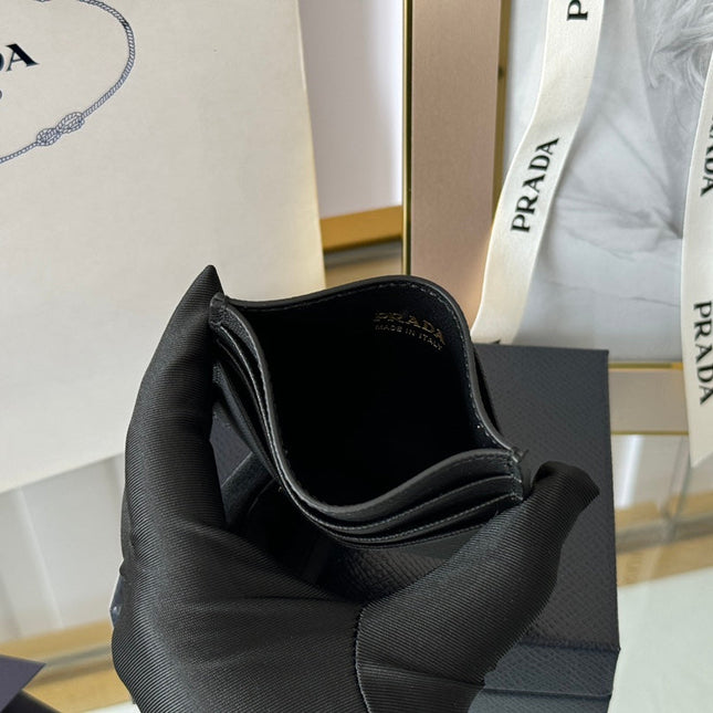 PRA 10 CARD HOLDER IN BLACK CALFSKIN