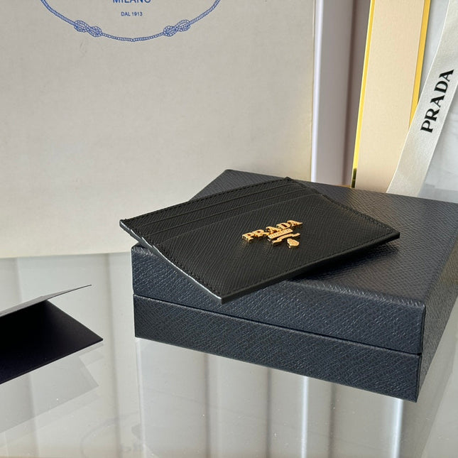 PRA 10 CARD HOLDER IN BLACK CALFSKIN