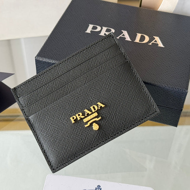 PRA 10 CARD HOLDER IN BLACK CALFSKIN