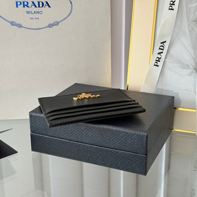 PRA 10 CARD HOLDER IN BLACK CALFSKIN