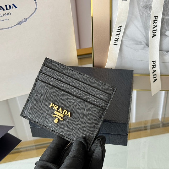 PRA 10 CARD HOLDER IN BLACK CALFSKIN