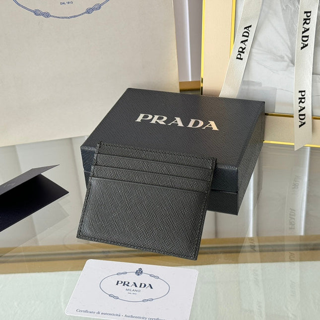 PRA 10 CARD HOLDER IN BLACK CALFSKIN