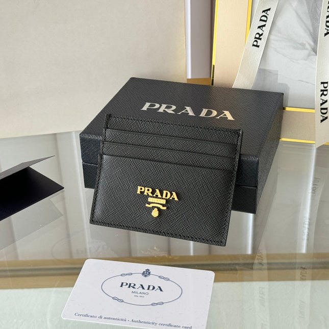 PRA 10 CARD HOLDER IN BLACK CALFSKIN