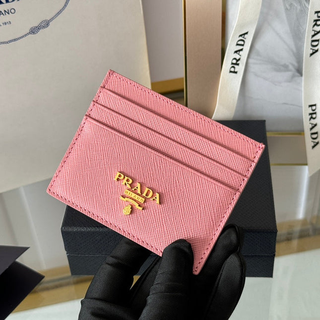 PRA 10 CARD HOLDER IN LIGHT PINK CALFSKIN