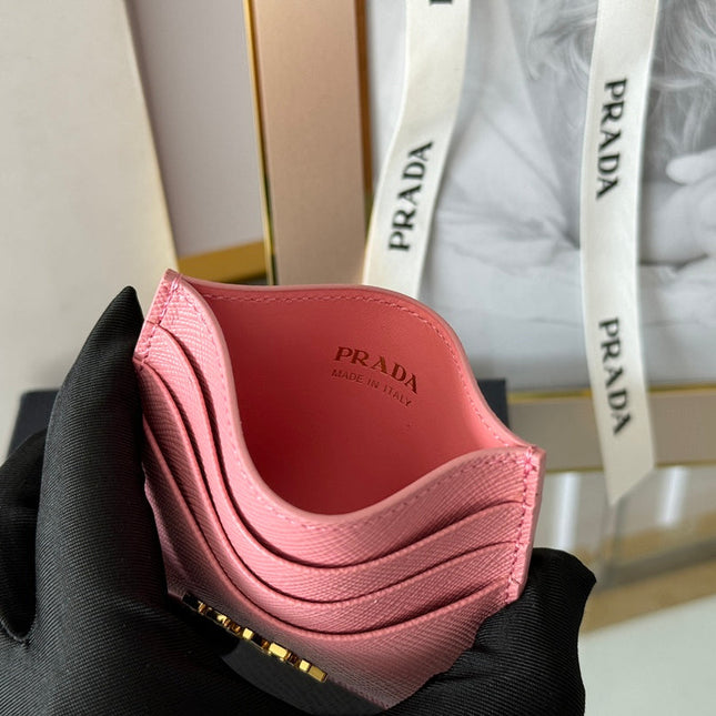 PRA 10 CARD HOLDER IN LIGHT PINK CALFSKIN