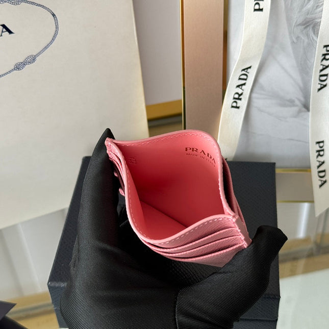 PRA 10 CARD HOLDER IN LIGHT PINK CALFSKIN