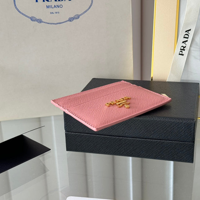 PRA 10 CARD HOLDER IN LIGHT PINK CALFSKIN