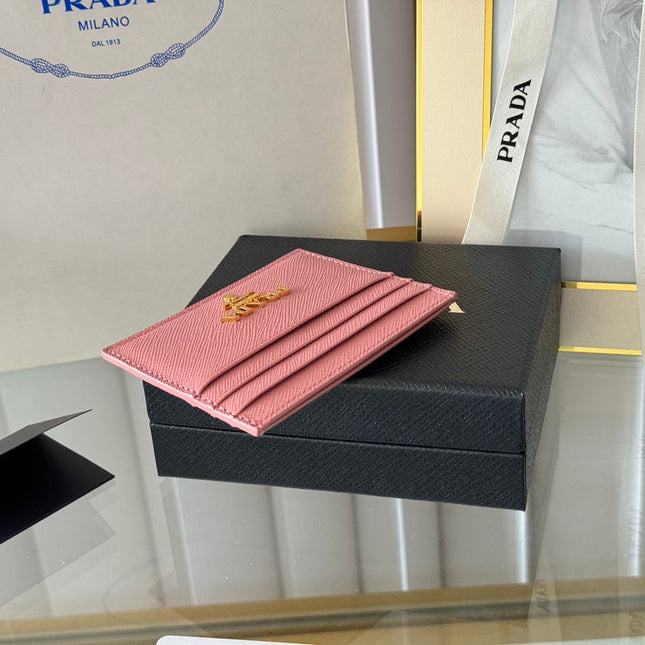 PRA 10 CARD HOLDER IN LIGHT PINK CALFSKIN