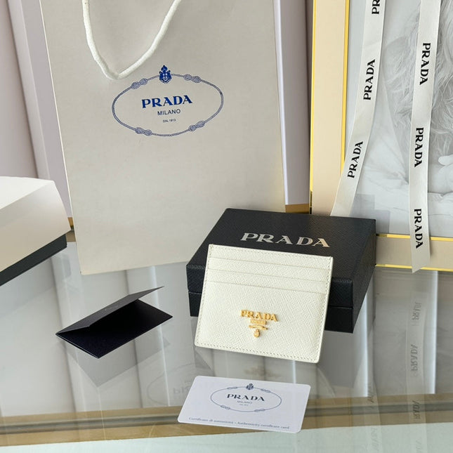 PRA 10 CARD HOLDER IN WHITE CALFSKIN