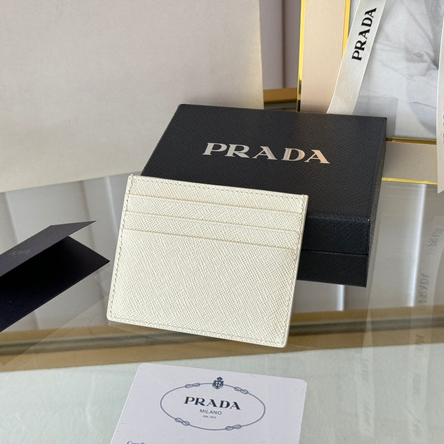 PRA 10 CARD HOLDER IN WHITE CALFSKIN
