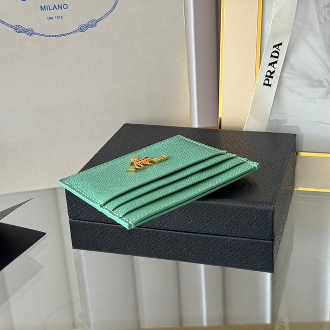 PRA 10 CARD HOLDER IN SEAFOAM GREEN CALFSKIN