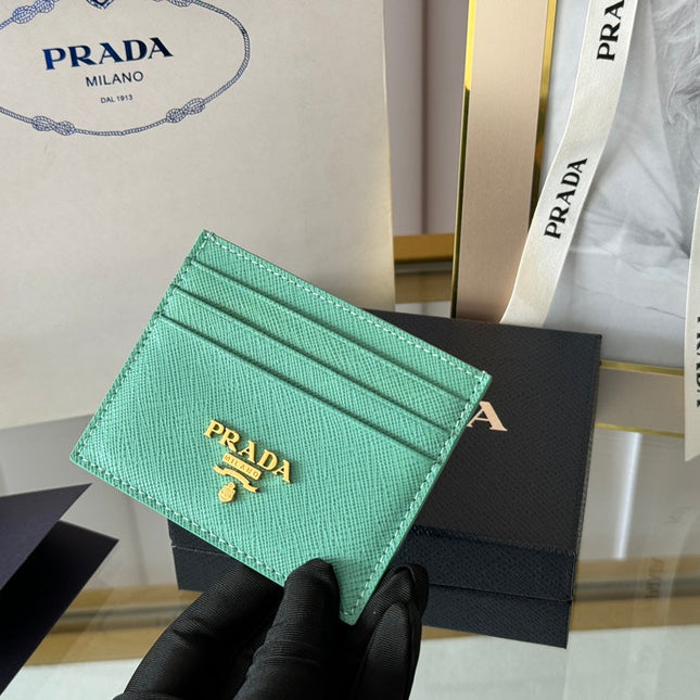 PRA 10 CARD HOLDER IN SEAFOAM GREEN CALFSKIN