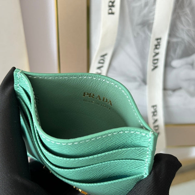 PRA 10 CARD HOLDER IN SEAFOAM GREEN CALFSKIN