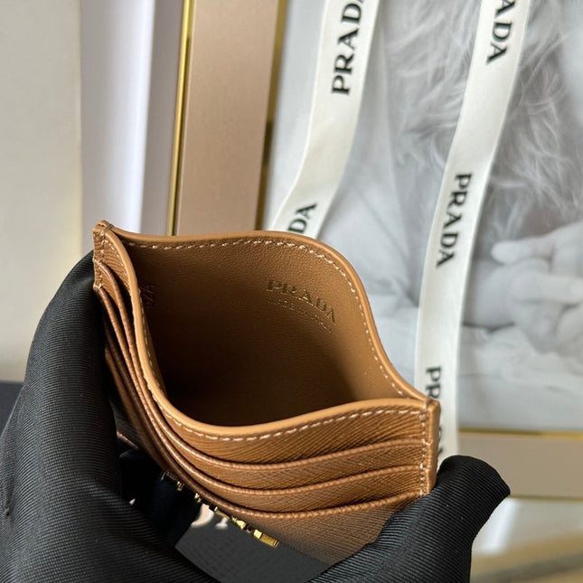 PRA 10 CARD HOLDER IN COFFEE BROWN CALFSKIN