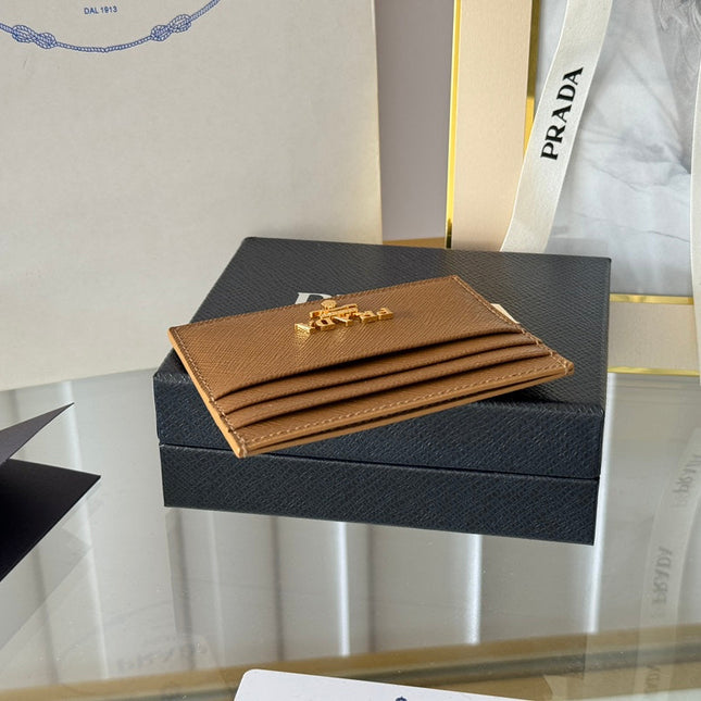 PRA 10 CARD HOLDER IN COFFEE BROWN CALFSKIN