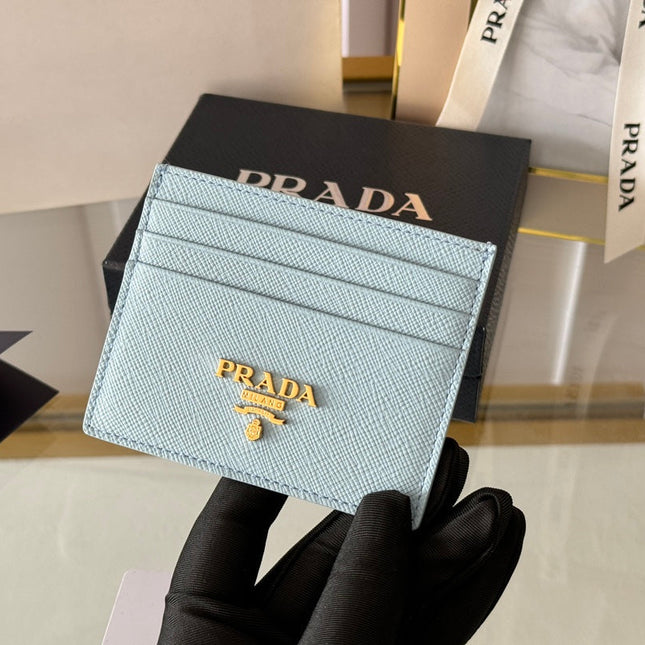 PRA 10 CARD HOLDER IN SKY BLUE CALFSKIN