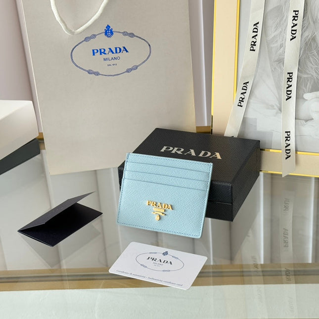 PRA 10 CARD HOLDER IN SKY BLUE CALFSKIN