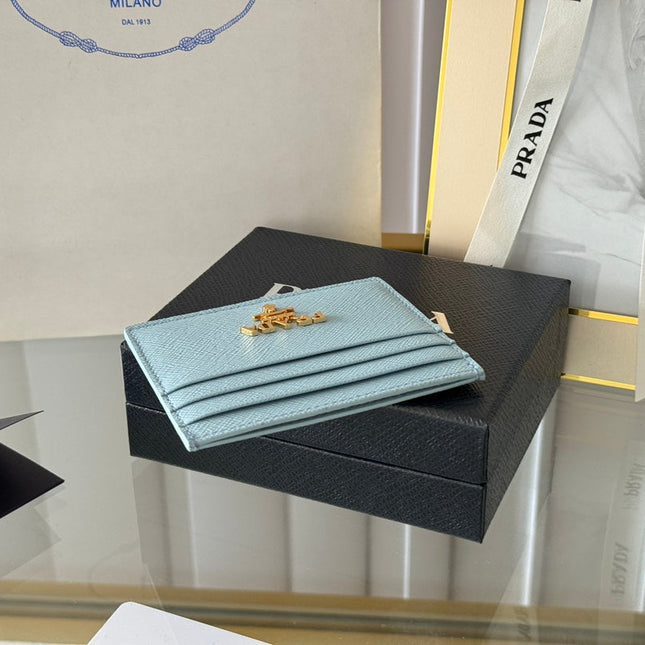PRA 10 CARD HOLDER IN SKY BLUE CALFSKIN