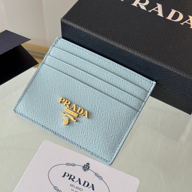 PRA 10 CARD HOLDER IN SKY BLUE CALFSKIN