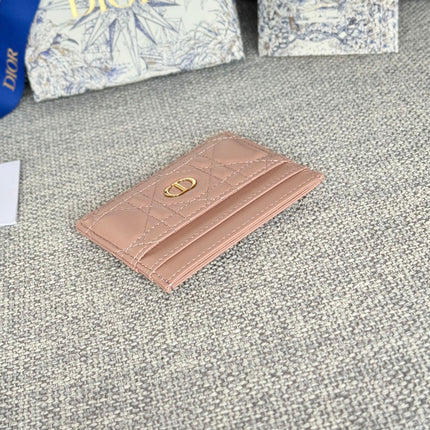 CARO FREESIA CARD HOLDER 10 IN BABY PINK CANNAGE CALFSKIN