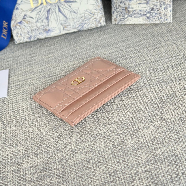 CARO FREESIA CARD HOLDER 10 IN BABY PINK CANNAGE CALFSKIN