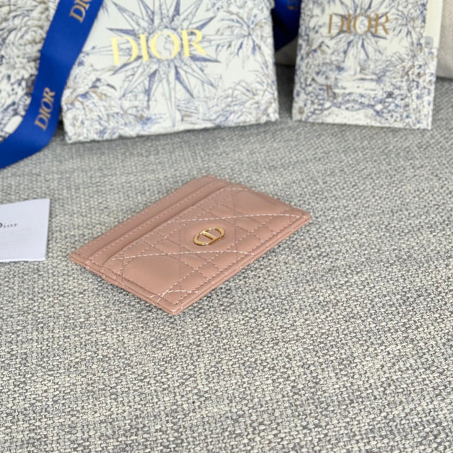 CARO FREESIA CARD HOLDER 10 IN BABY PINK CANNAGE CALFSKIN