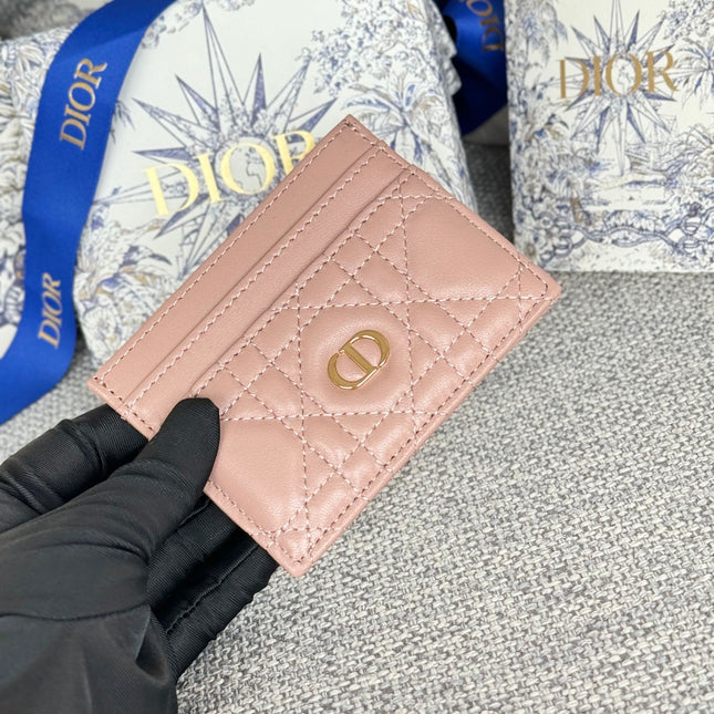 CARO FREESIA CARD HOLDER 10 IN BABY PINK CANNAGE CALFSKIN