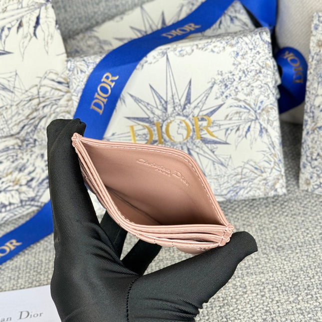 CARO FREESIA CARD HOLDER 10 IN BABY PINK CANNAGE CALFSKIN