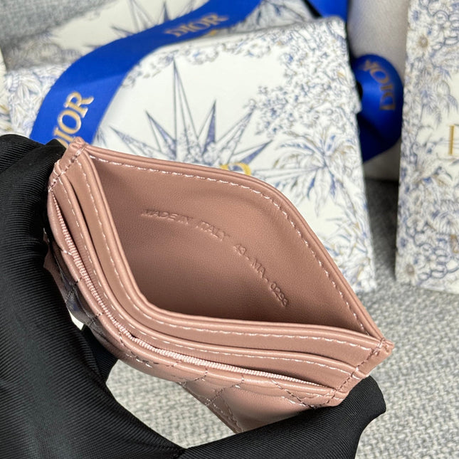 CARO FREESIA CARD HOLDER 10 IN BABY PINK CANNAGE CALFSKIN