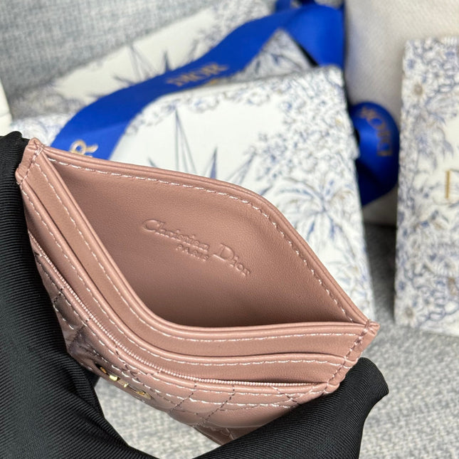 CARO FREESIA CARD HOLDER 10 IN BABY PINK CANNAGE CALFSKIN