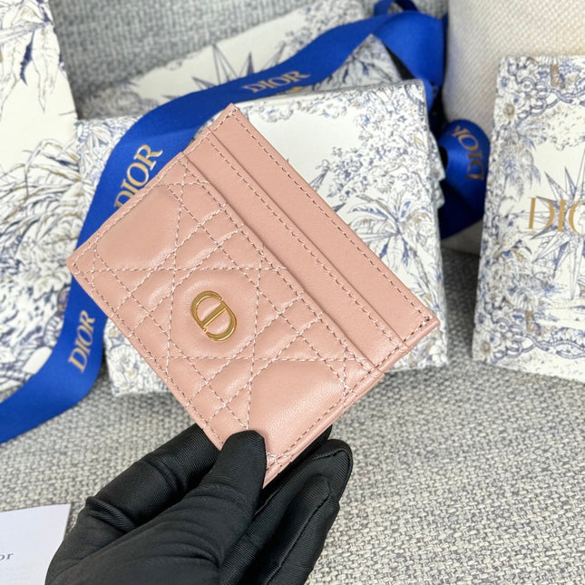 CARO FREESIA CARD HOLDER 10 IN BABY PINK CANNAGE CALFSKIN
