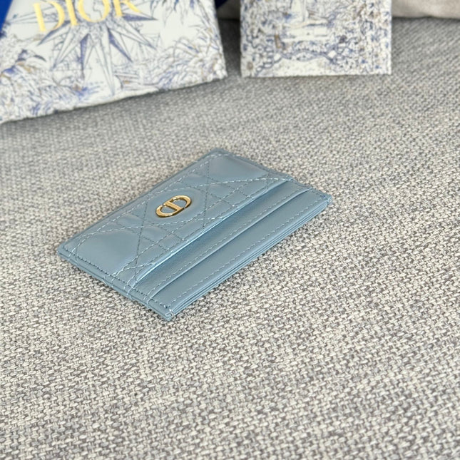 CARO FREESIA CARD HOLDER 10 IN BABY BLUE CANNAGE CALFSKIN