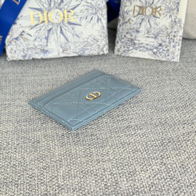 CARO FREESIA CARD HOLDER 10 IN BABY BLUE CANNAGE CALFSKIN