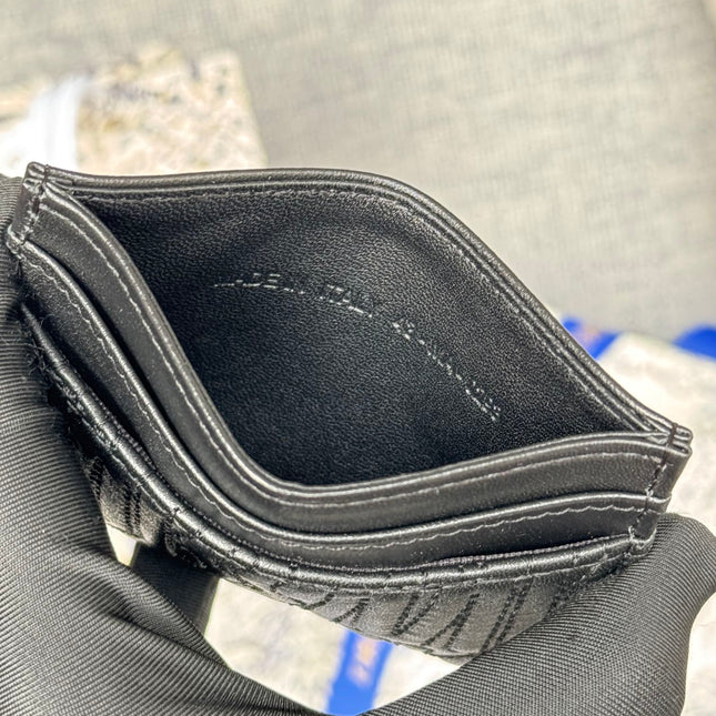 FREESIA CARD HOLDER 10 IN BLACK QUILTED ALLOVER CALFSKIN