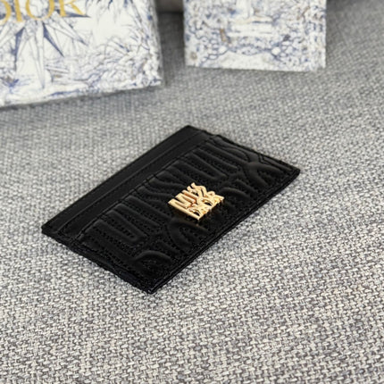 FREESIA CARD HOLDER 10 IN BLACK QUILTED ALLOVER CALFSKIN