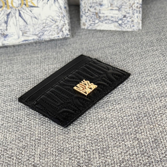 FREESIA CARD HOLDER 10 IN BLACK QUILTED ALLOVER CALFSKIN