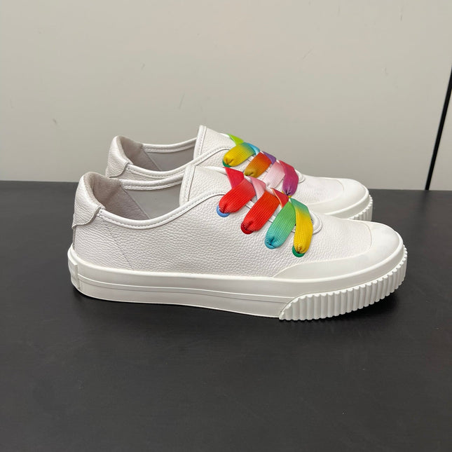 LP CLASSIC BISCUIT SNEAKERS WHITE WITH MULTI-COLOR LACES CALFSKIN