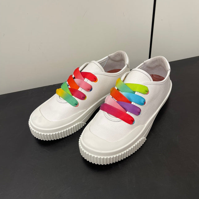 LP CLASSIC BISCUIT SNEAKERS WHITE WITH MULTI-COLOR LACES CALFSKIN