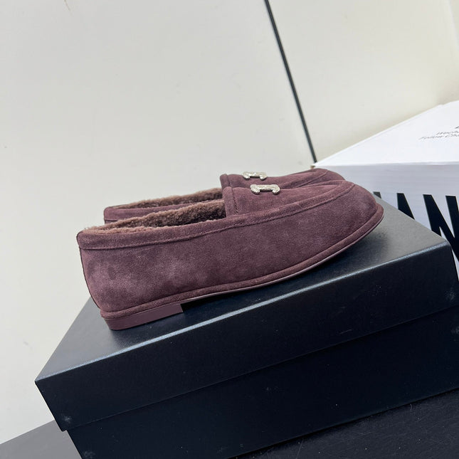 LOAFER IN CHESTNUT BROWN SUEDE AND SOLF FLEECE LINING