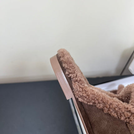 LOAFERS MULE IN MEDIUM BROWN SUEDE AND FLEECE LINING
