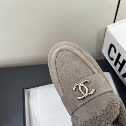 LOAFERS MULE IN DESERT BROWN SUEDE AND FLEECE LINING