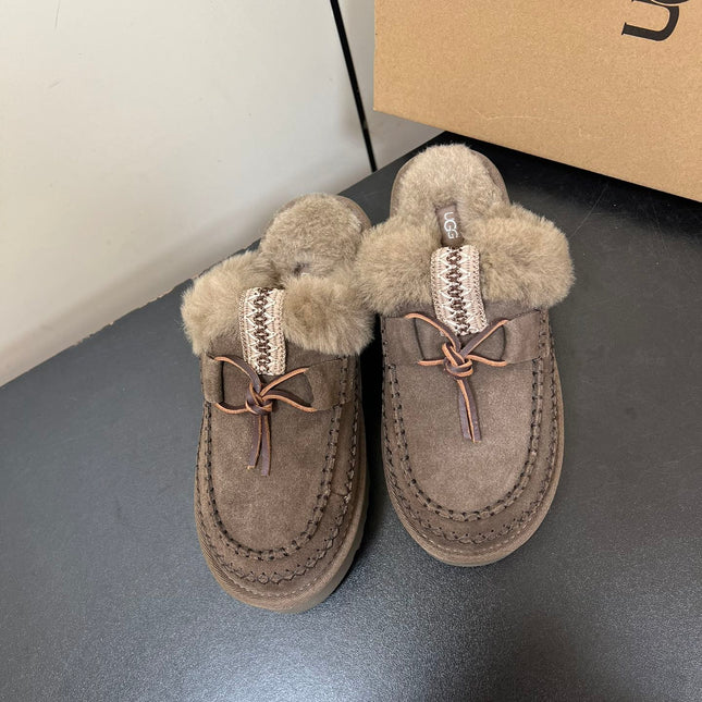 DISQUETTE ALPINE IN CEDAR BROWN SUEDE AND FLEECE