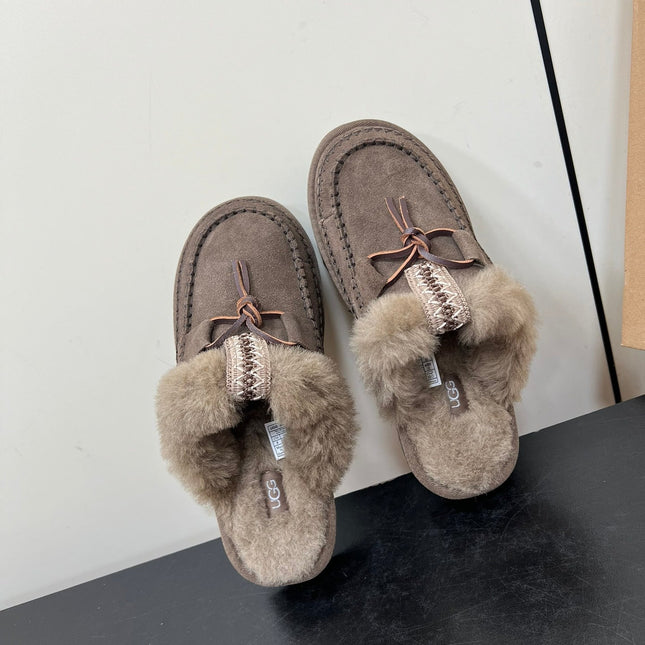 DISQUETTE ALPINE IN CEDAR BROWN SUEDE AND FLEECE