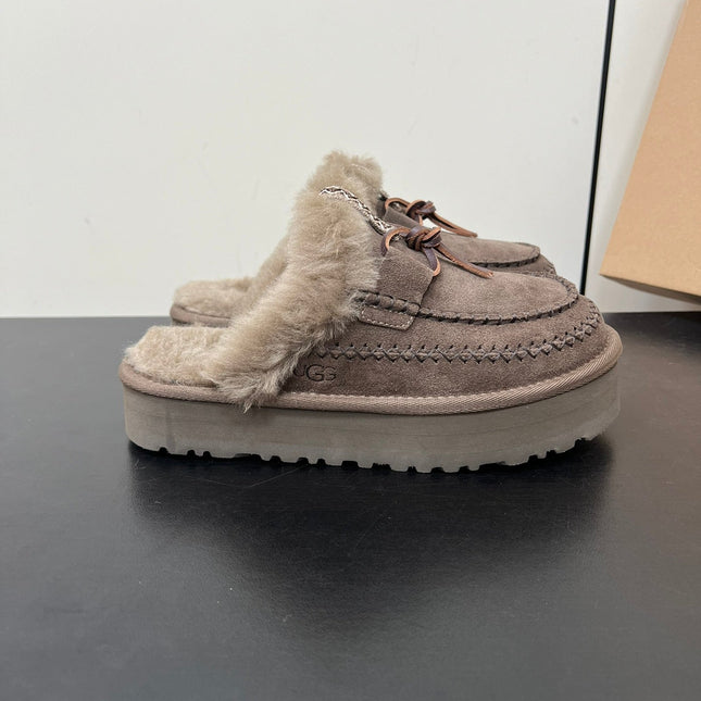 DISQUETTE ALPINE IN CEDAR BROWN SUEDE AND FLEECE