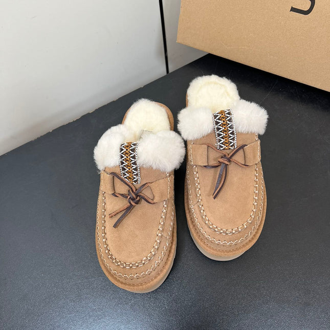 DISQUETTE ALPINE IN PEANUT BROWN SUEDE AND WHITE FLEECE