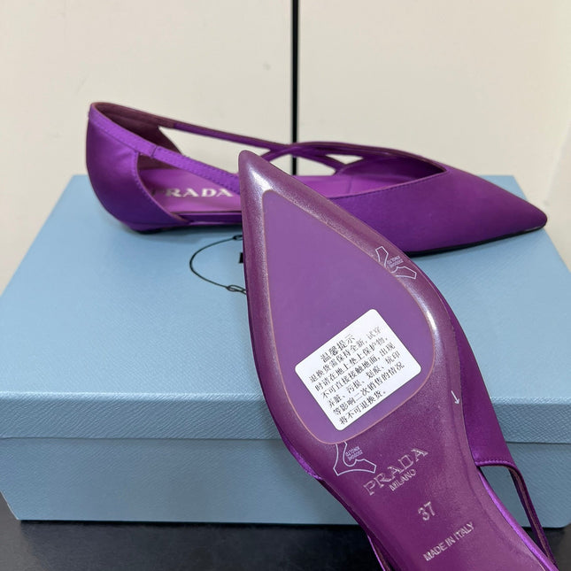 CUT-OUT BALLERINAS IN VIOLET SATIN