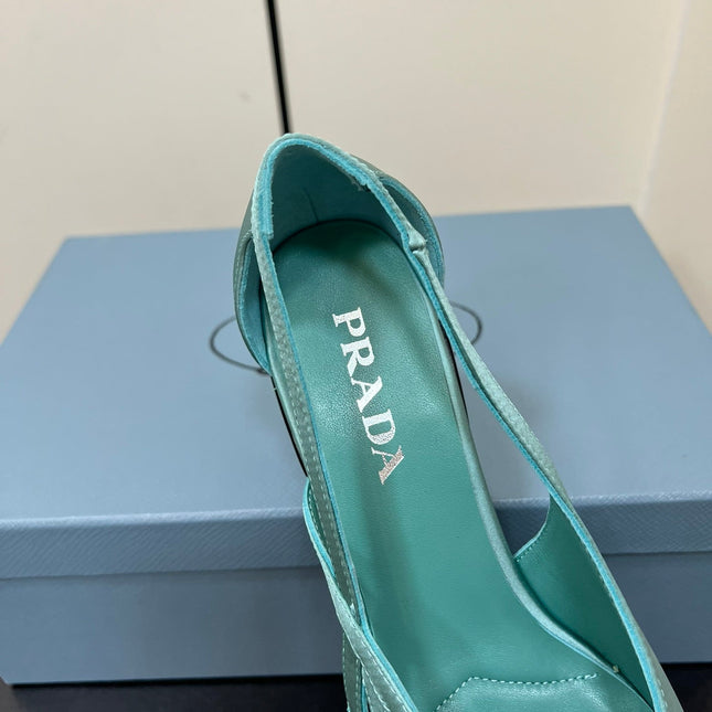 CUT-OUT BALLERINAS IN TURQUOISE BLUE SATIN